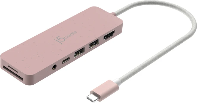 J5Create - Eco-Friendly USB-C Multi-Port Hub With Power Delivery - Rose