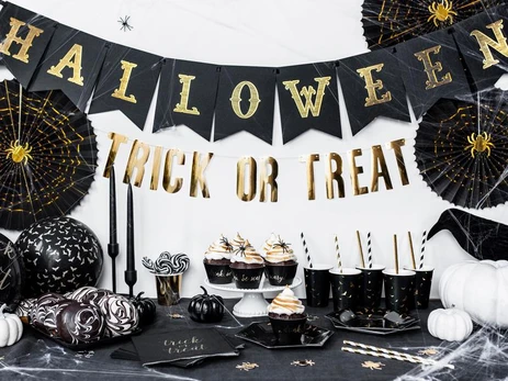 PartyDeco Banner Halloween, juodas, 20x175 cm