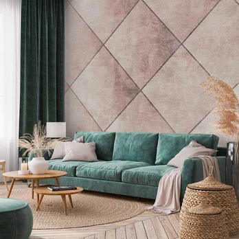 Fototapetas Artgeist Perfect Cuts - Geometric Symmetrical Tiled Pattern With Pattern, 441 cm x 315 cm