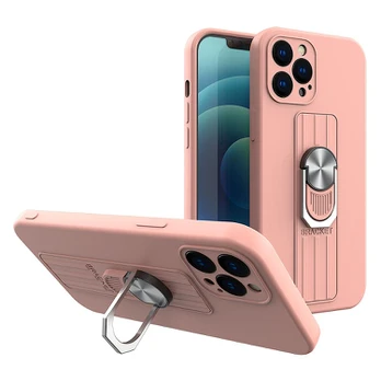 Dėklas su žiedu Ring Case silicone Samsung Galaxy A42 5G Rožinis