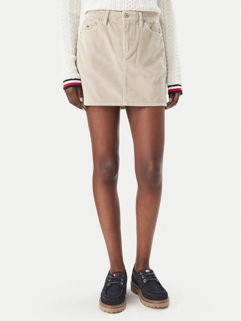 Tommy Jeans Mini sijonas DW0DW23388 Smėlio Regular Fit