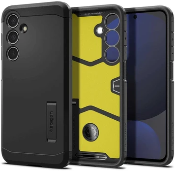 Juodas dėklas Samsung Galaxy S24 FE telefonui "Spigen Tough Armor"