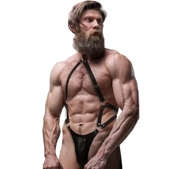 FETISH SUBMISSIVE ATTITUDE - MENS ECO-LEATHER JOCK STRAP HARNESS