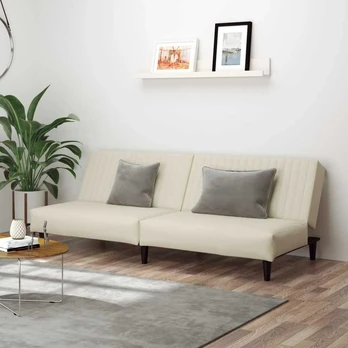 Dvivietė sofa-lova, kreminės spalvos, aksomas