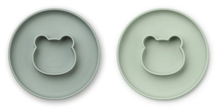 Silikoninės lėkštės Liewood Mr Bear / Mint Mix LW14199, 6 mėn+, 2 vnt.