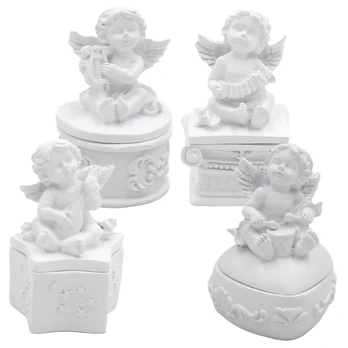 Dėžutė su angelu, 9 cm : Forma - Širdies