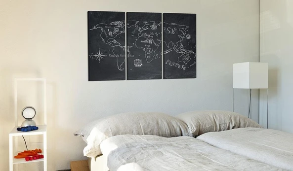 Artgeist Kamštinis paveikslas - Travel broadens the mind (triptych) [Cork Map]