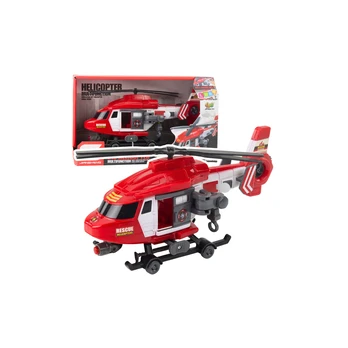 Lean Toys Rescue Helicopter Hook Stretcher Lights Sounds Raudona 1:16