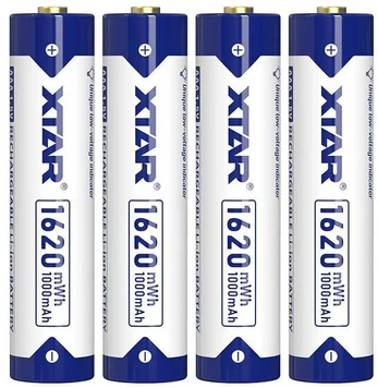 Xtar 1,5V 1000mAh AAA įkraunamas Li-ion elementas, 4 vnt. + dėklas