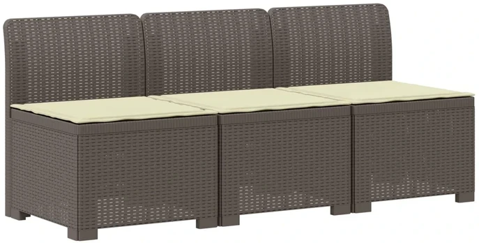 3-vietė sodo sofa su pagalvėlėmis, Rattan išvaizda PP