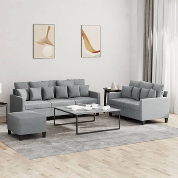 Sofa Sofos komplektas su pagalvėlėmis, 3 dalių, pilkas, audinys