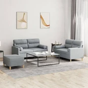 Sofa Sofos komplektas su pagalvėmis, 3 dalių, pilkas, audinys kaina
