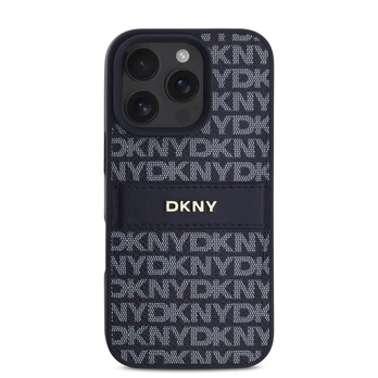 DKNY PU Leather Repeat Pattern Tonal Stripe Case for iPhone 16 Pro Max Mėlyna
