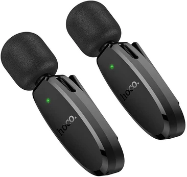 HOCO 2 x lavalier wireless microphone Lightning / Type C L15 juodas