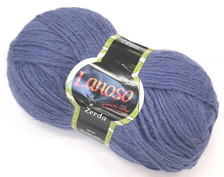 Mezgimo siūlai Lanoso Zerda 100g; spalva mėlyna 993M