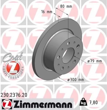 Stabdžių diskas ZIMMERMANN 230.2376.20