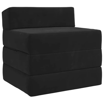Sofa Sulankstomas Sofos Lova Juoda 200 x 70 x 15 cm Aksomas