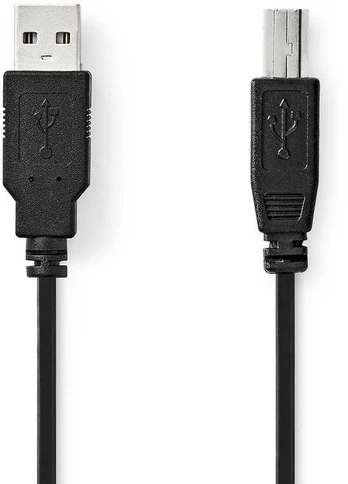 Nedis 2m USB 2.0 kabelis, juodas [A tipo kištukas -> B tipo kištukas]