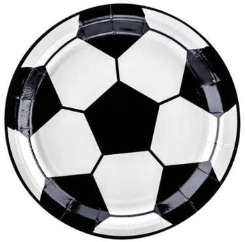 Party Deco Popierinės lėkštutės "Futbolas" 18cm 6 vnt