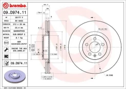 Stabdžių diskas BREMBO 09.D974.11 kaina