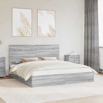 Saugos lova Pilkas Sonoma 200 x 200 cm Apdirbta mediena