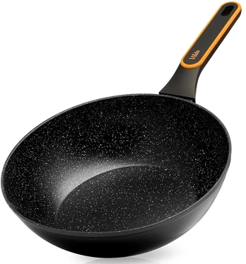 Wok keptuvė granitine danga, juoda, 28 cm
