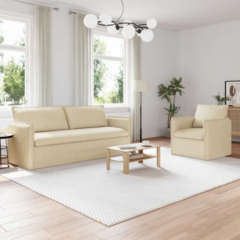 Sofa 2 pcs Kreminė 196 x 82 x 85 cm audinys