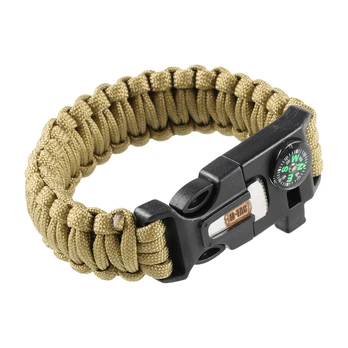 M-Tac Paracord Firesteel/Compass/Whistle, Tan Išgyvenimo apyrankė