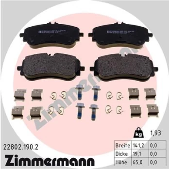 Stabdžių trinkelių rinkinys, diskinis stabdys ZIMMERMANN 22802.190.2