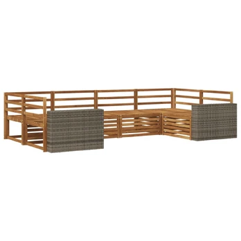 Lauko sofos komplektas 6 pcs Natūrali