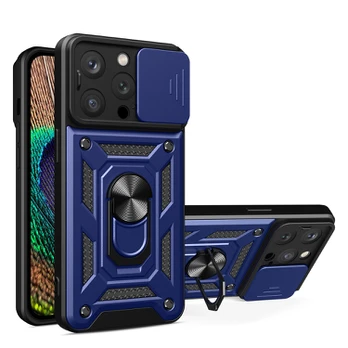 Dėklas Hybrid Armor Camshield iPhone 15 Pro - Mėlynas