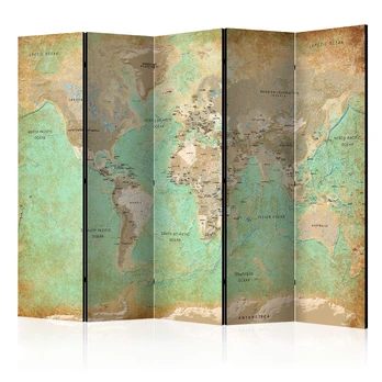 Artgeist Pertvara - Turquoise World Map [Room Dividers]