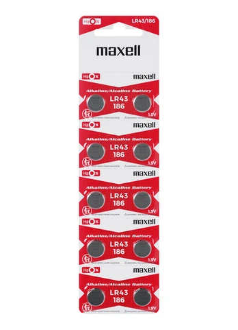 MAXELL LR43 / AG12, 1,5V šarminės baterijos, 10 vnt.