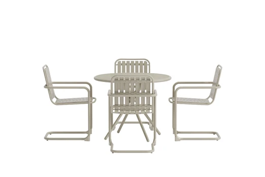 Chios Round Dining Set - Beige / Beige