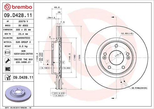 BREMBO 09.D428.11 Brake Disc