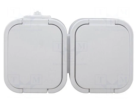 Connector: AC supply | socket | 2P+PE | 250VAC | 16A | white | wall mount