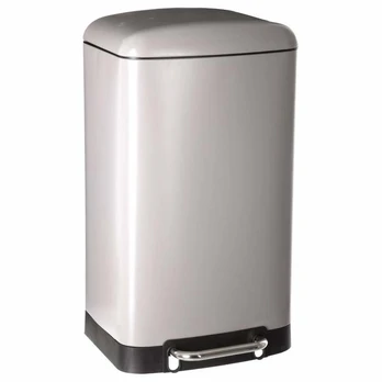 Trash bin, metal, taupe, 30 L