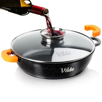 Granitinis puodas 24 cm, 2.1l, su dangčiu ir rankenėlėmis