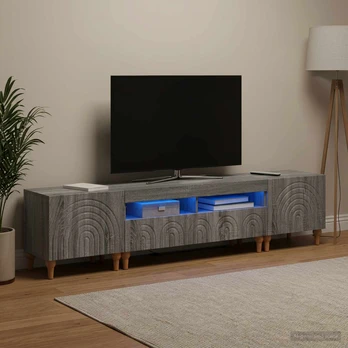 3 dalių LED televizoriaus spintelė Pilka Sonoma