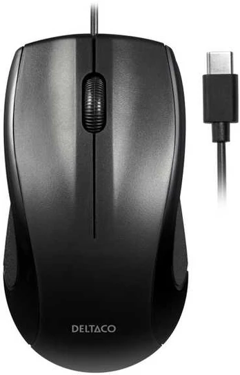 Deltaco Wired optical USB-C pelė, 3 buttons, 1200 DPI, juodas
