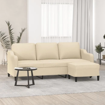 Trivietė sofa su pakoja, kreminės spalvos, 180cm, audinys
