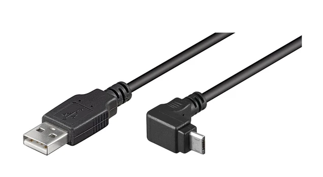 Kabelis USB A kištukas - micro USB B kištukas kampinis 1.8m