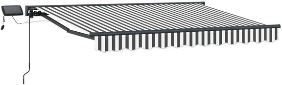 Rankinis markizės rėmas su LED Antracito ir baltos 3,5 x 2 m