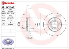 Stabdžių diskas BREMBO 08.5213.20 kaina