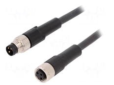 Connection lead | M8 | PIN: 3 | 2m | plug | 60VAC | 4A | -25÷80°C | IP65/IP67 kaina