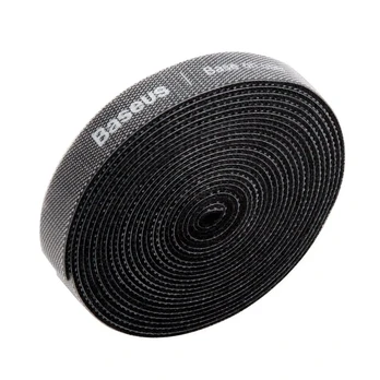 "Baseus" vaivorykštės apskritimo "Velcro" dirželiai 3 m juodi
