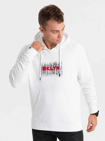 men's classic printed kangaroo sweatshirt - baltas v1 om-ssps-0150