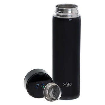 Adler termosinis puodelis su temperatūros indikatoriumi, 473 ml, juodas