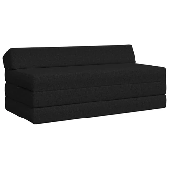 Sofa Sulankstomas Sofos Lova Juoda 120 x 60 x 49 cm Audinys