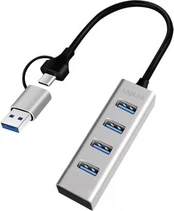 Hub USB | USB A socket x4,USB A plug,USB C plug | USB 3.0 | grey